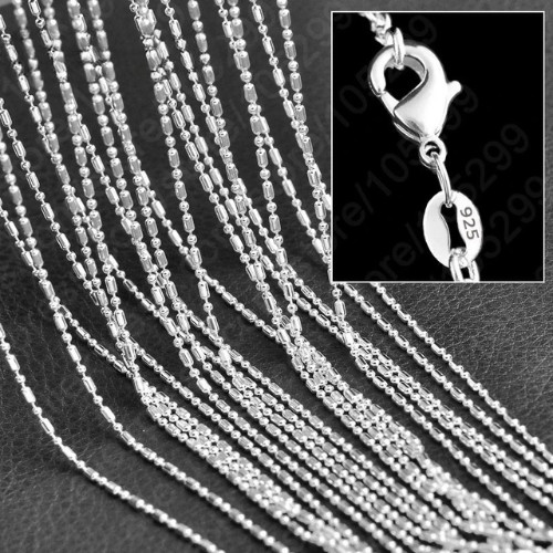 Wholesale 10pcs 925 Sterling Solid Silver 1mm 16inch -30inch Rolo Chain Necklace