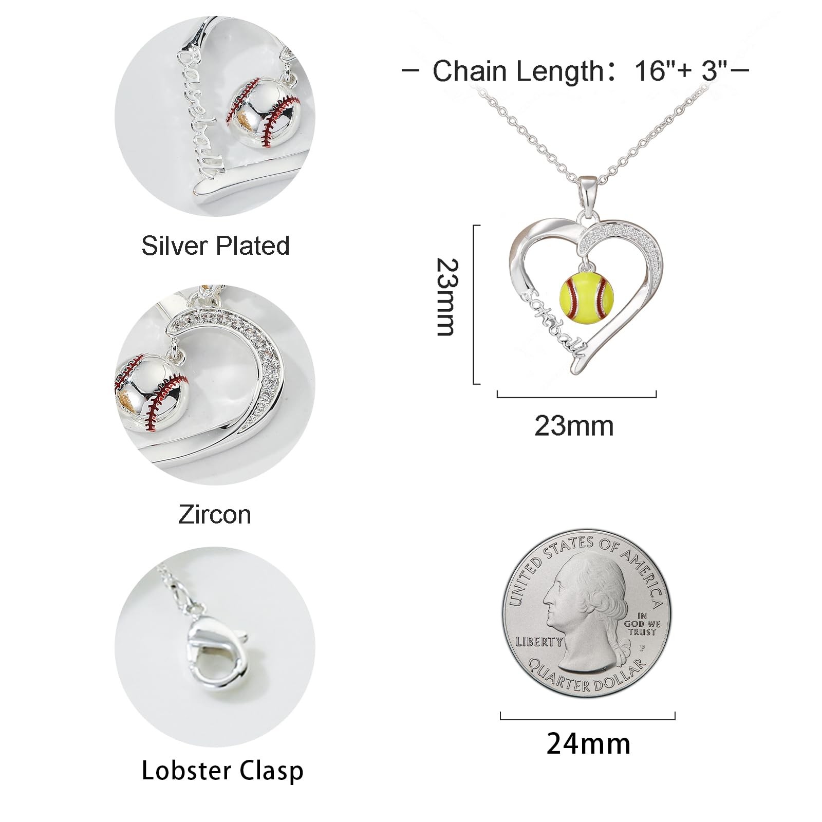 Sports Necklace Girl Jewelry Adjustable Pendant Gift Birthday Christmas Accesory