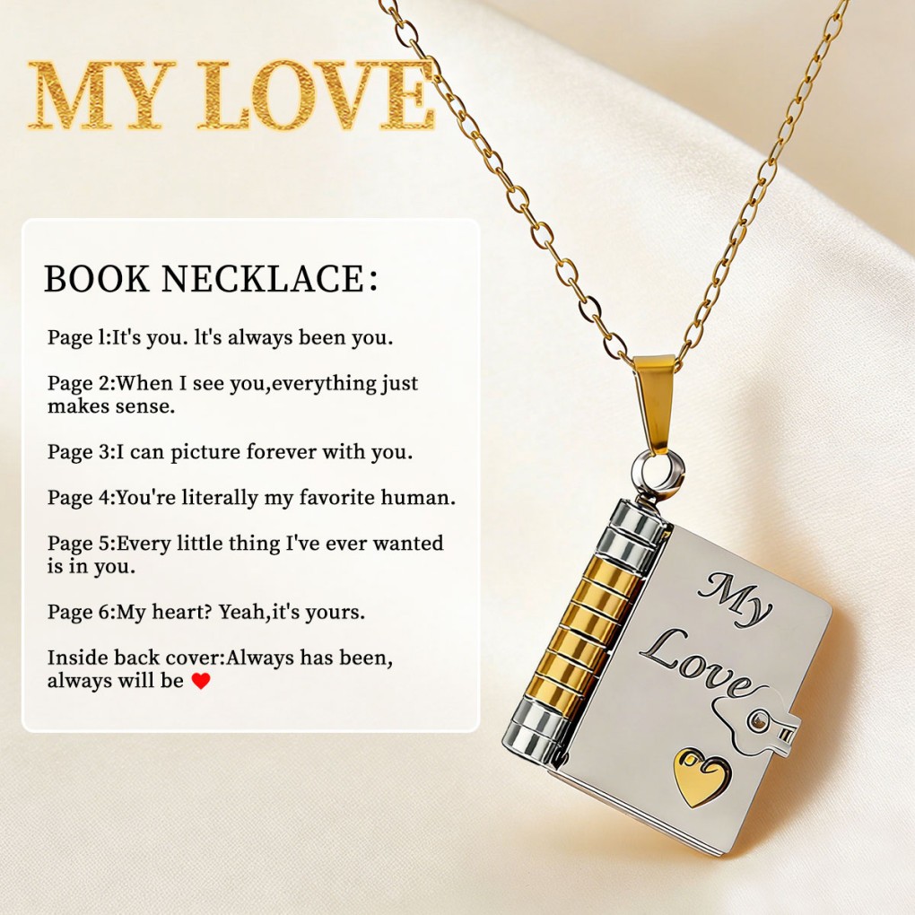 Valentines Day-Book Necklace for grandson/Granddaughter/Daughter/Son/sweetheart