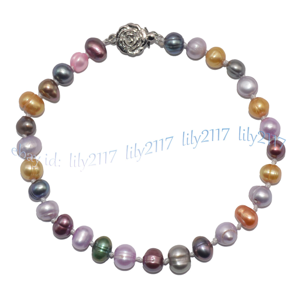 Natural 6-7mm Multicolor Freshwater Pearl Necklace Bracelet Earrings Jewelry Set