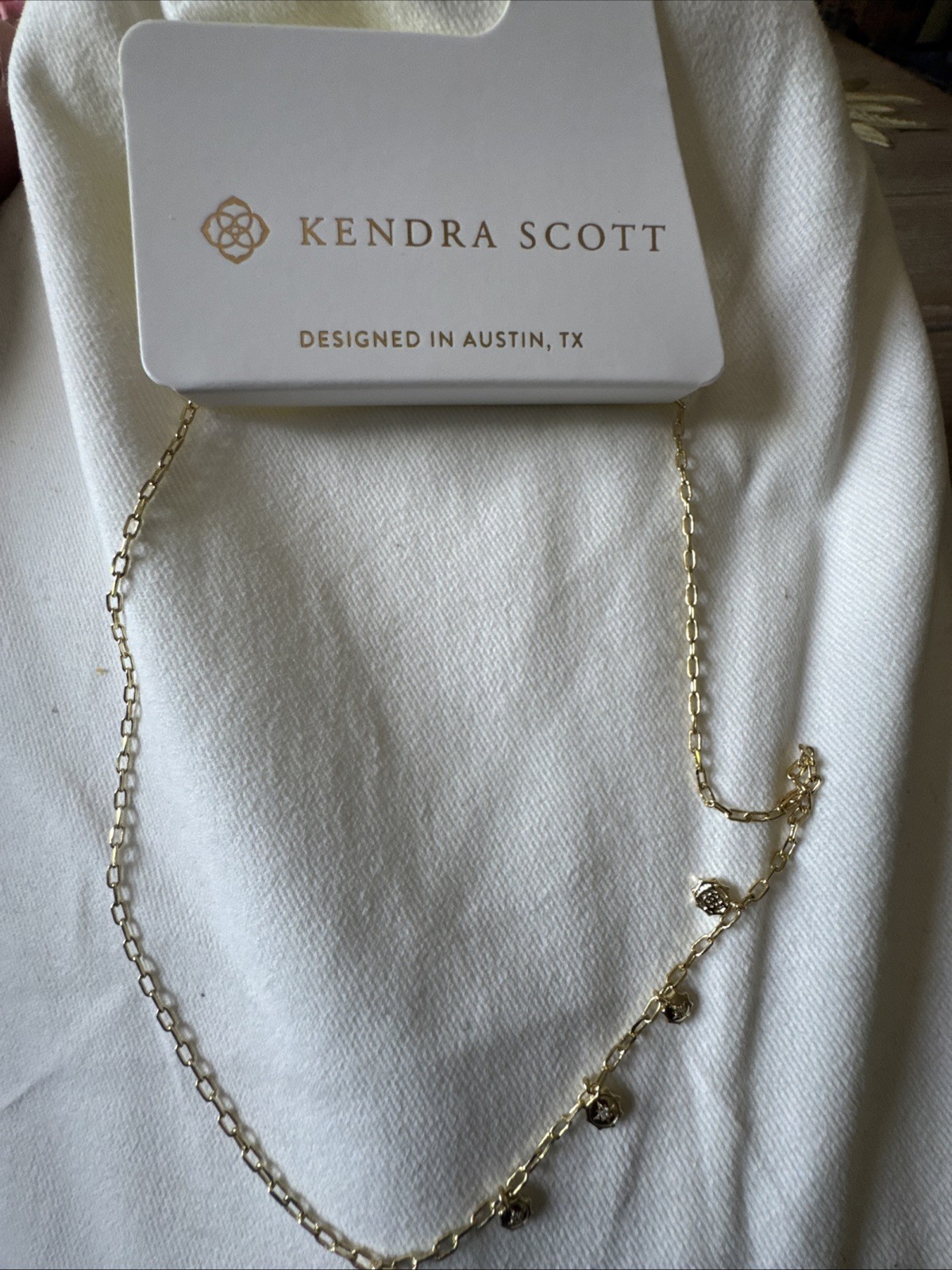 Kendra Scott Marie Strand Necklace – Gold/White Cz One Size