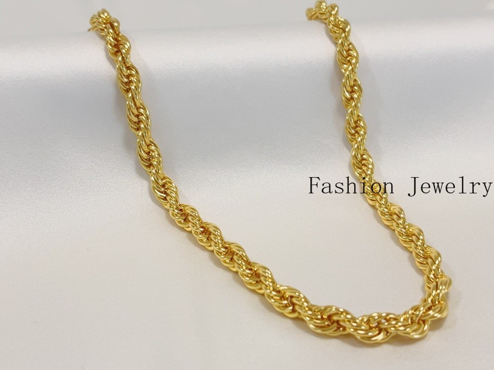 18K Yellow Gold Diamond Cut Rope Chain 10mm NecKlace Mens Womens 24″