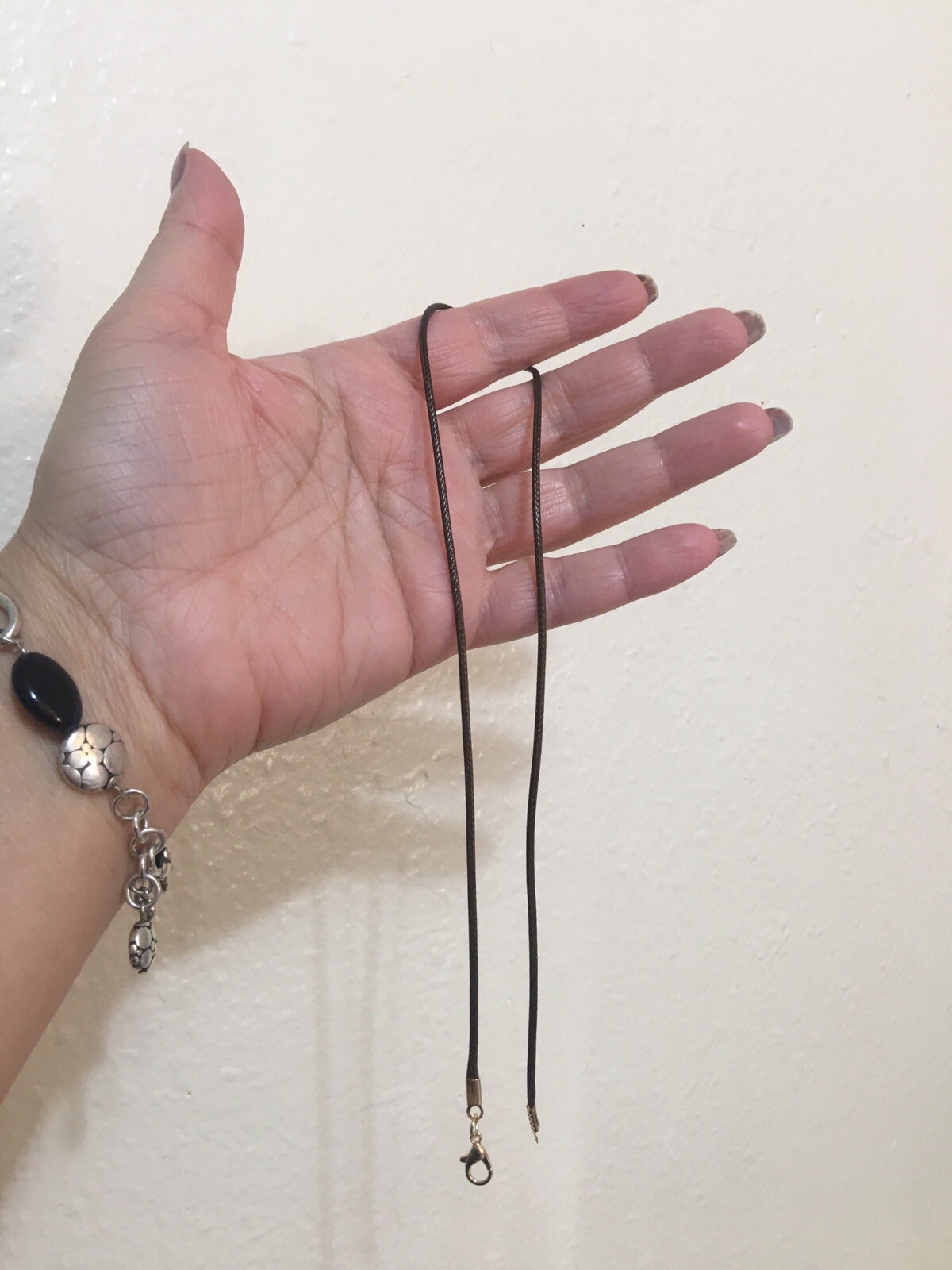 Golden Lobster Clasp ￼Brown Faux Leather Cord Necklace 18” Long Men Or Women