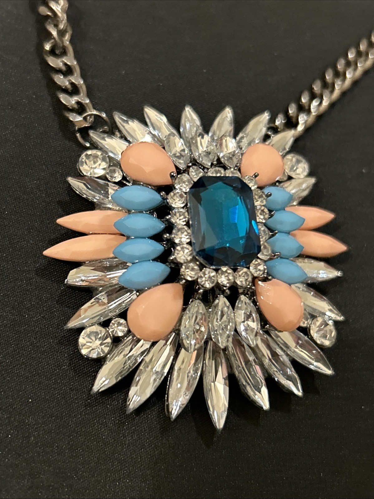 J CREW Star Burst Rhinestone BLING STATEMENT Necklace