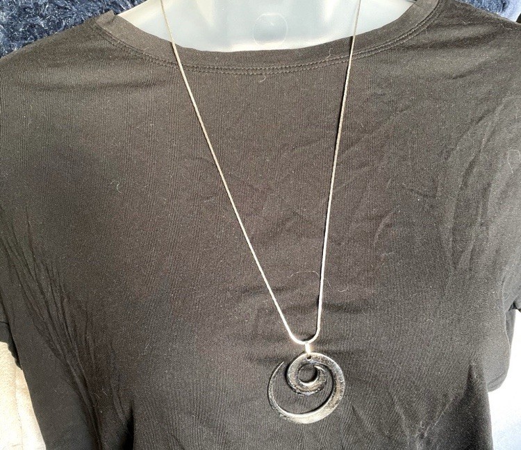 Stainless Steel Open Spiral Wave Pendant Necklace Modern Minimalist Art Festival