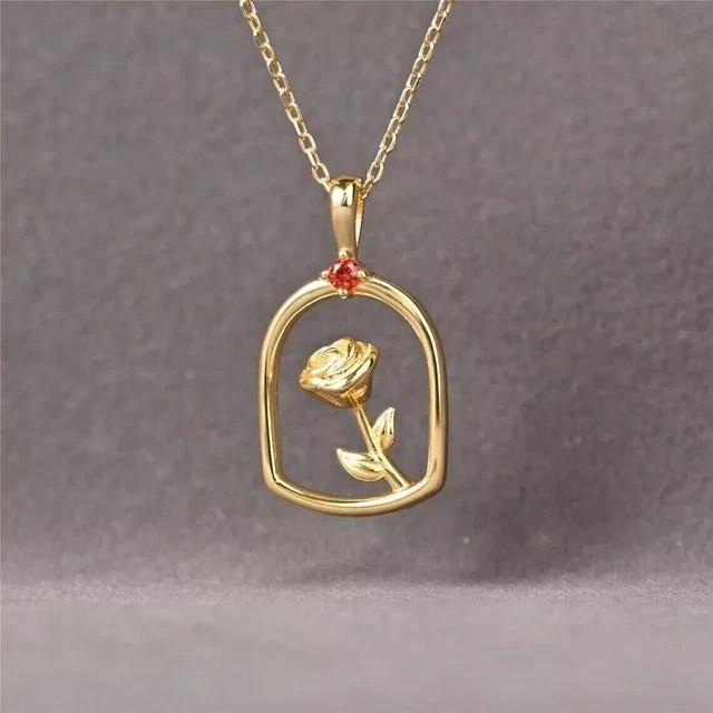 0.10Ct Round Cut Simulated Garnet Women s Beauty Pendant 14K Yellow Gold Plated