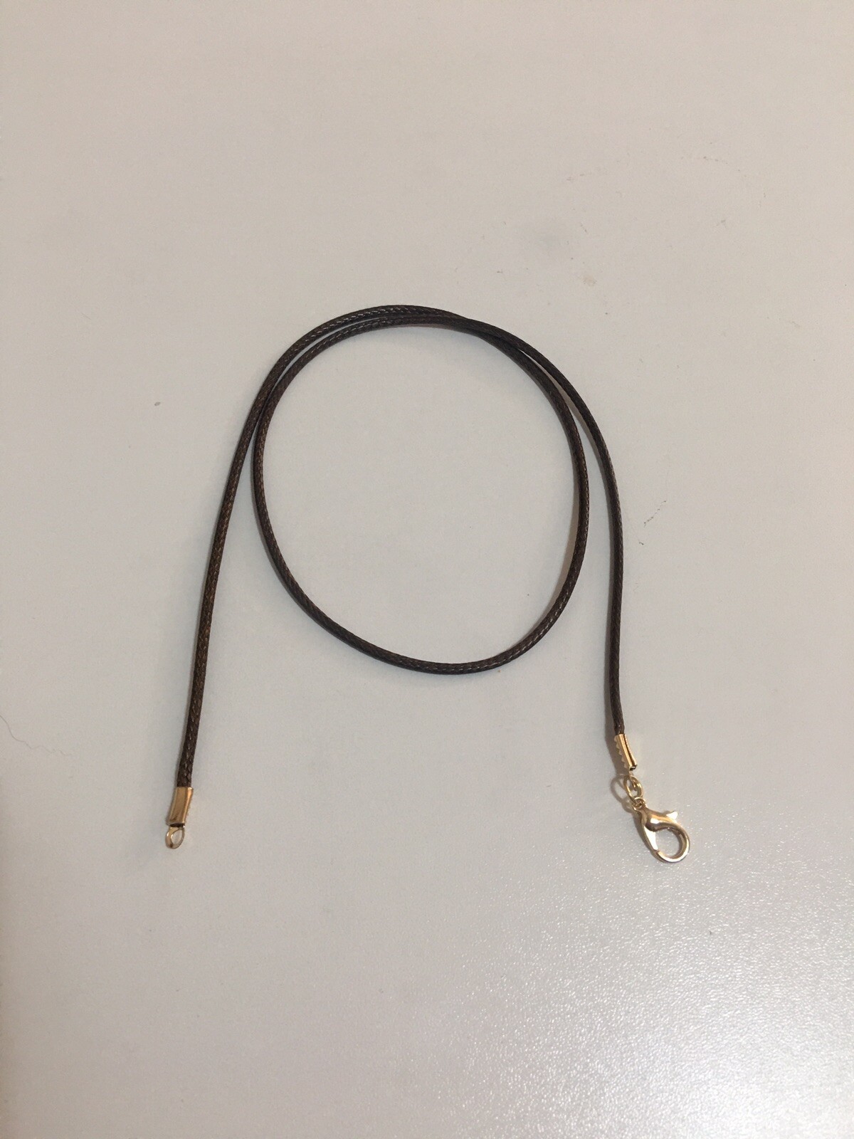 Golden Lobster Clasp ￼Brown Faux Leather Cord Necklace 18” Long Men Or Women