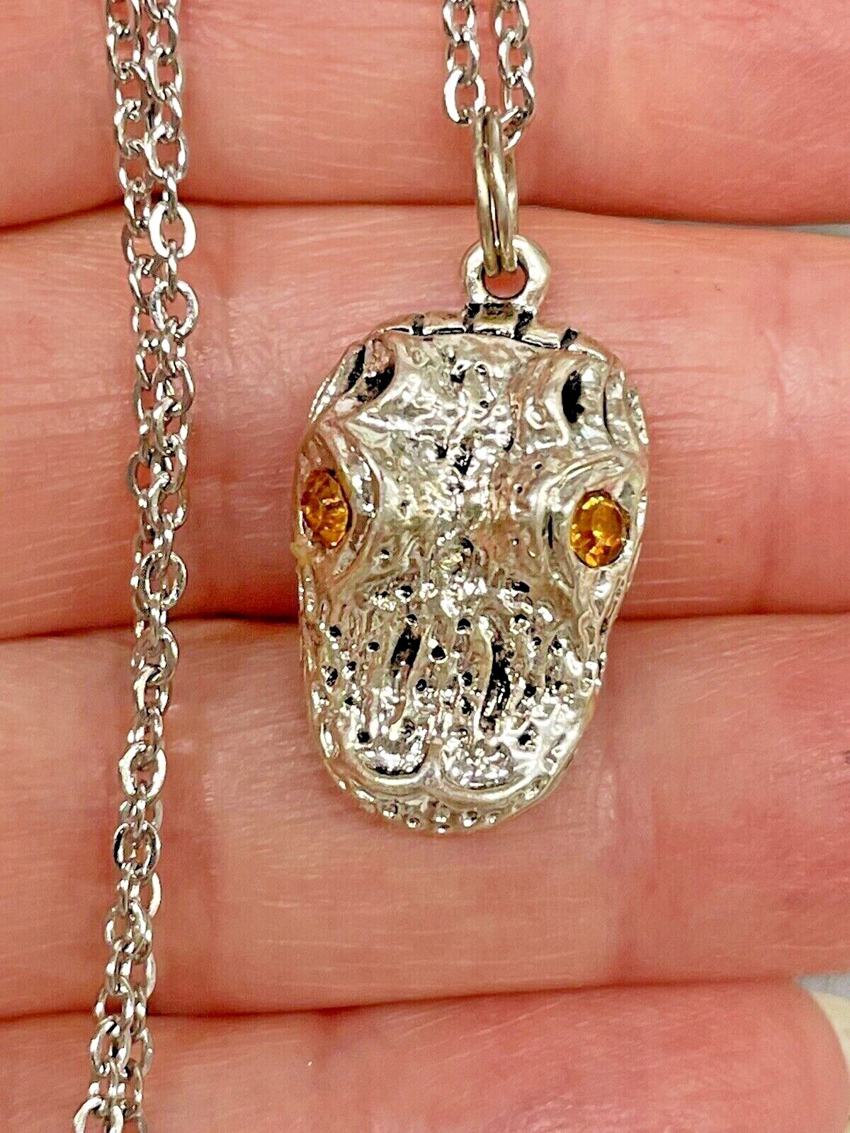Alligator Gator Silver Sea Life Necklace 18” Stainless Coastal Jewelry NEW