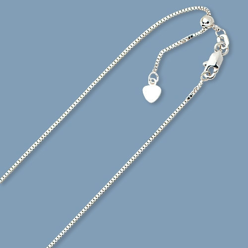 Up to 30″ Solid Adjustable Venetian Box Chain Necklace Real 14K White Gold