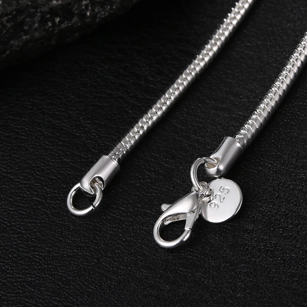 40-75CM 925 Sterling Solid Silver 1MM/2MM/3MM Snake Chain Necklace Women Jewelry