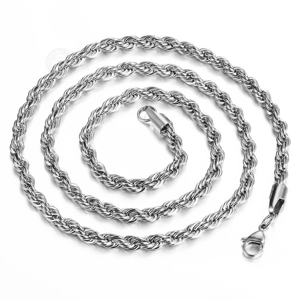 USA Stock 2/3/4/8/10mm Rope Chain Necklace For Men Women Stainless Steel