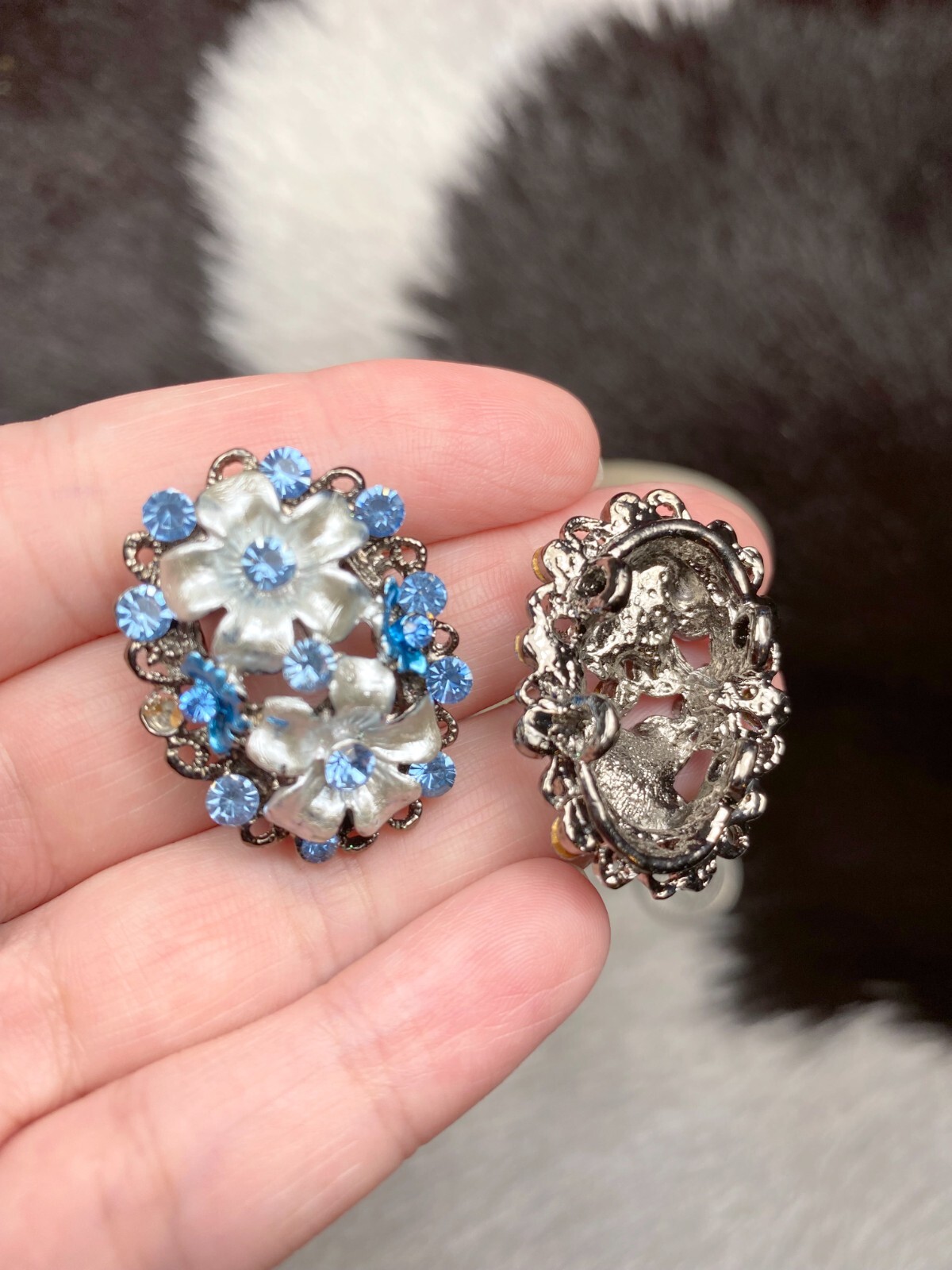 2 hole slider beads for Jewelry Making Blue Flowers set 6 1.25″