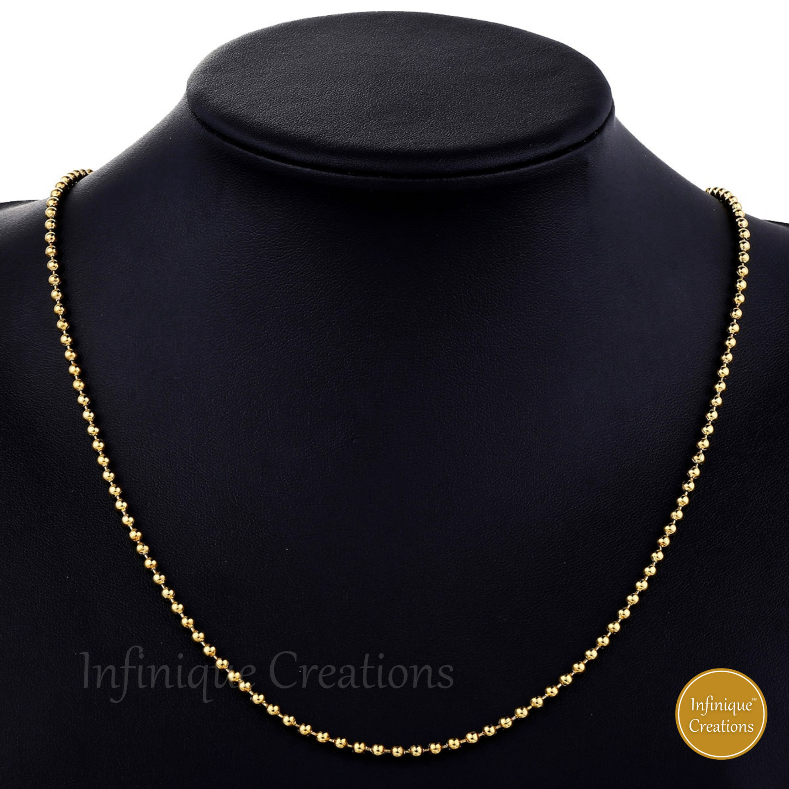 Stainless Steel Ball Chain 18K Gold 7-38″ Plated Men Women Bracelet Necklace