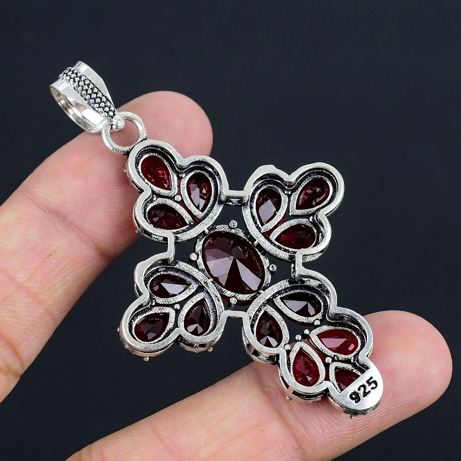 Mozambique Garnet Gemstone Handmade 925 Sterling Silver Jewelry Pendant 2.30″