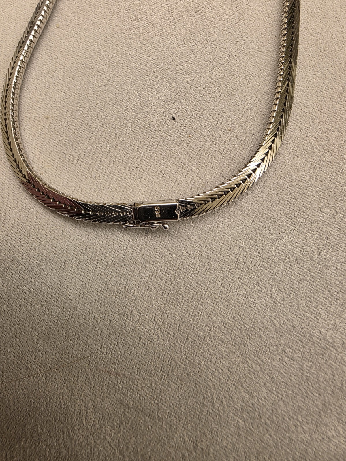 925 Sterling Silver Herringbone Chain Statement Necklace, Box Clasp
