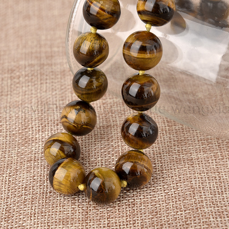 Long 18″ 24″ 36″ 48″ Natural 6/8/10/ 12mm Tiger’s Eye Gems Round Beads Necklace
