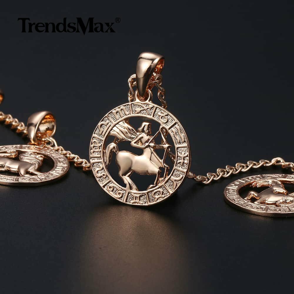 Silver/Gold Plated 12 Zodiac Signs Constellation Link Necklace Pendant Women Men