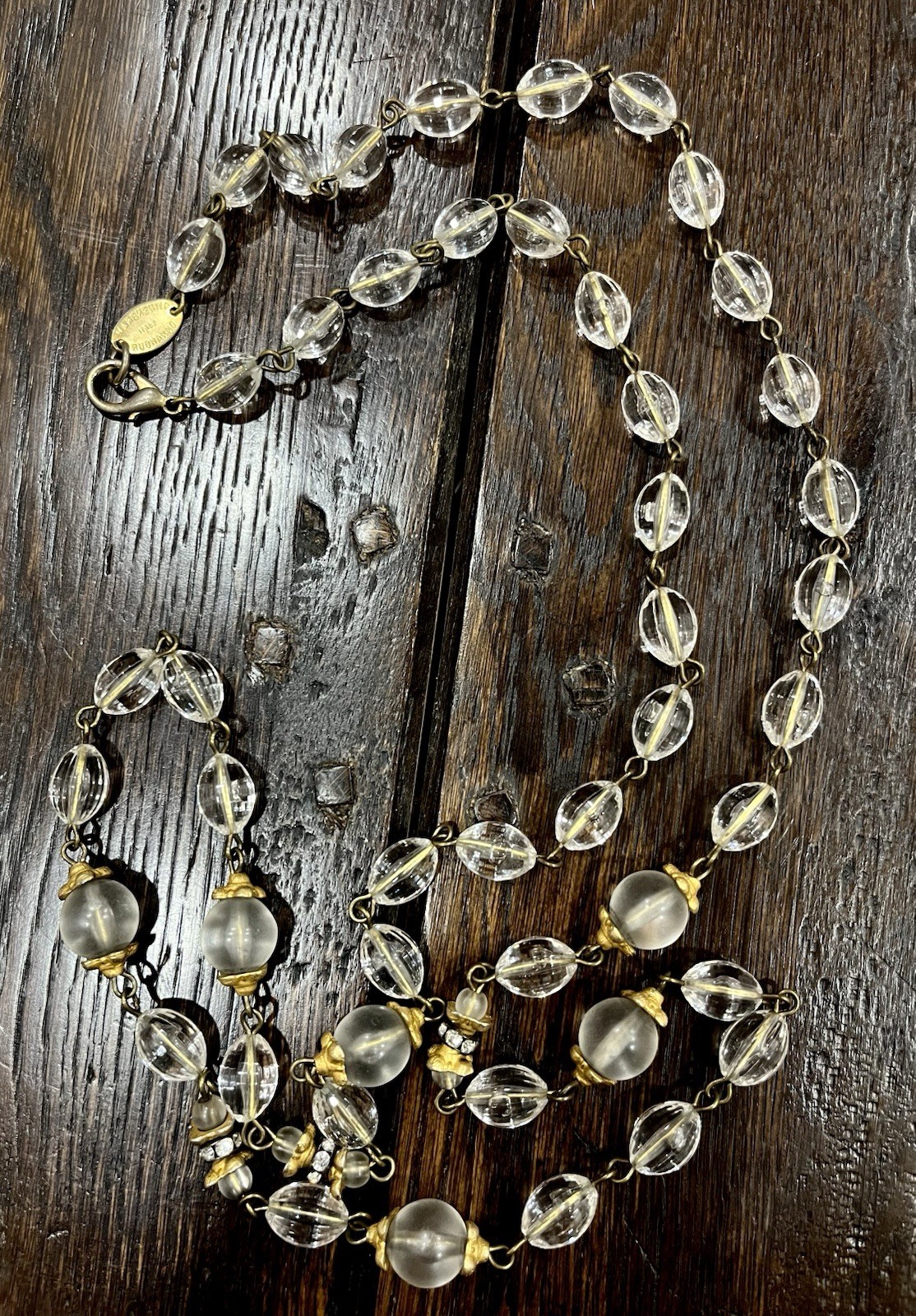 Vintage Margherita Buonanno Necklace Lucite And Gold Tone, 23” Drop