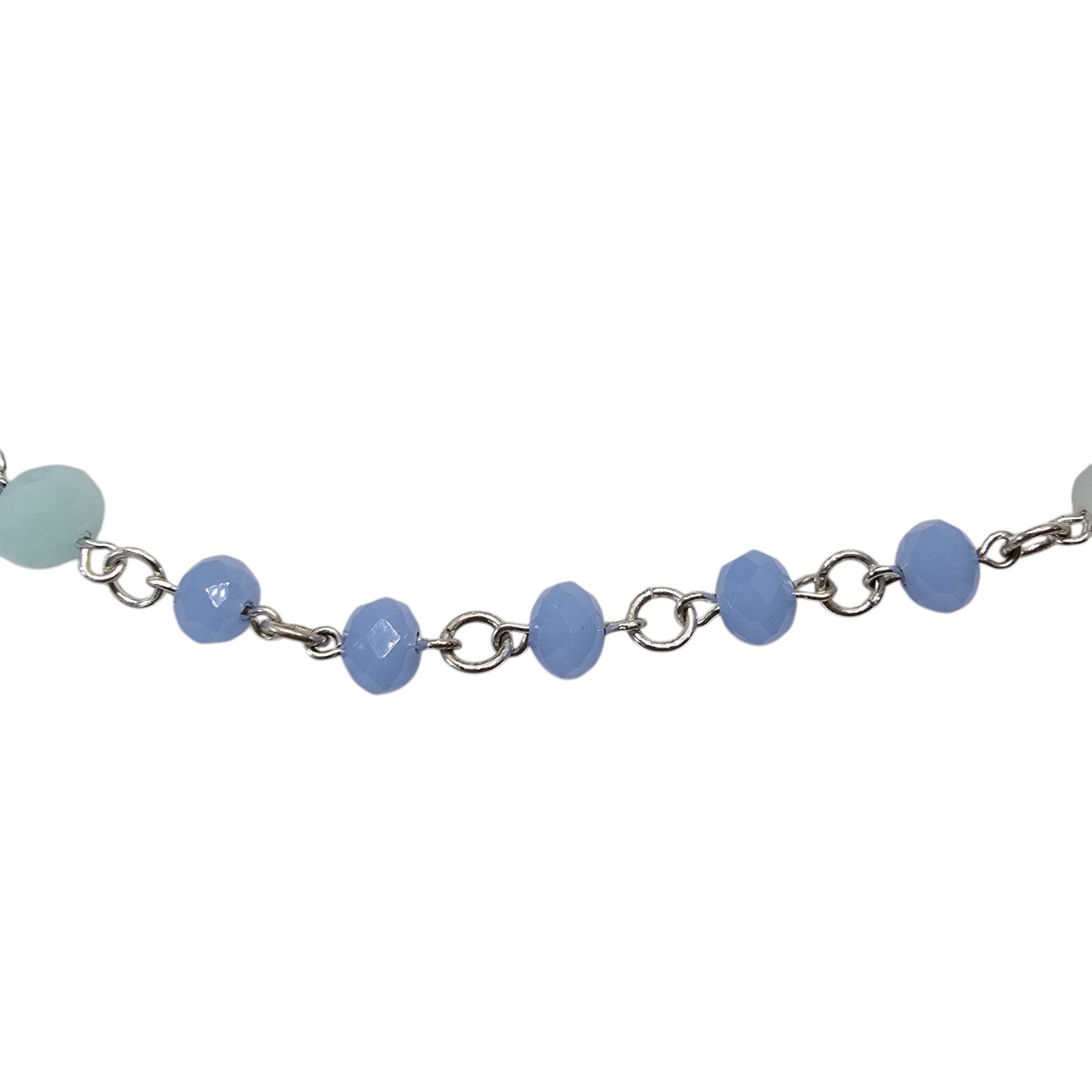 Unbranded Beaded Necklace Women OS Blue Grey Glass Silver Tone Boho Coastal Long