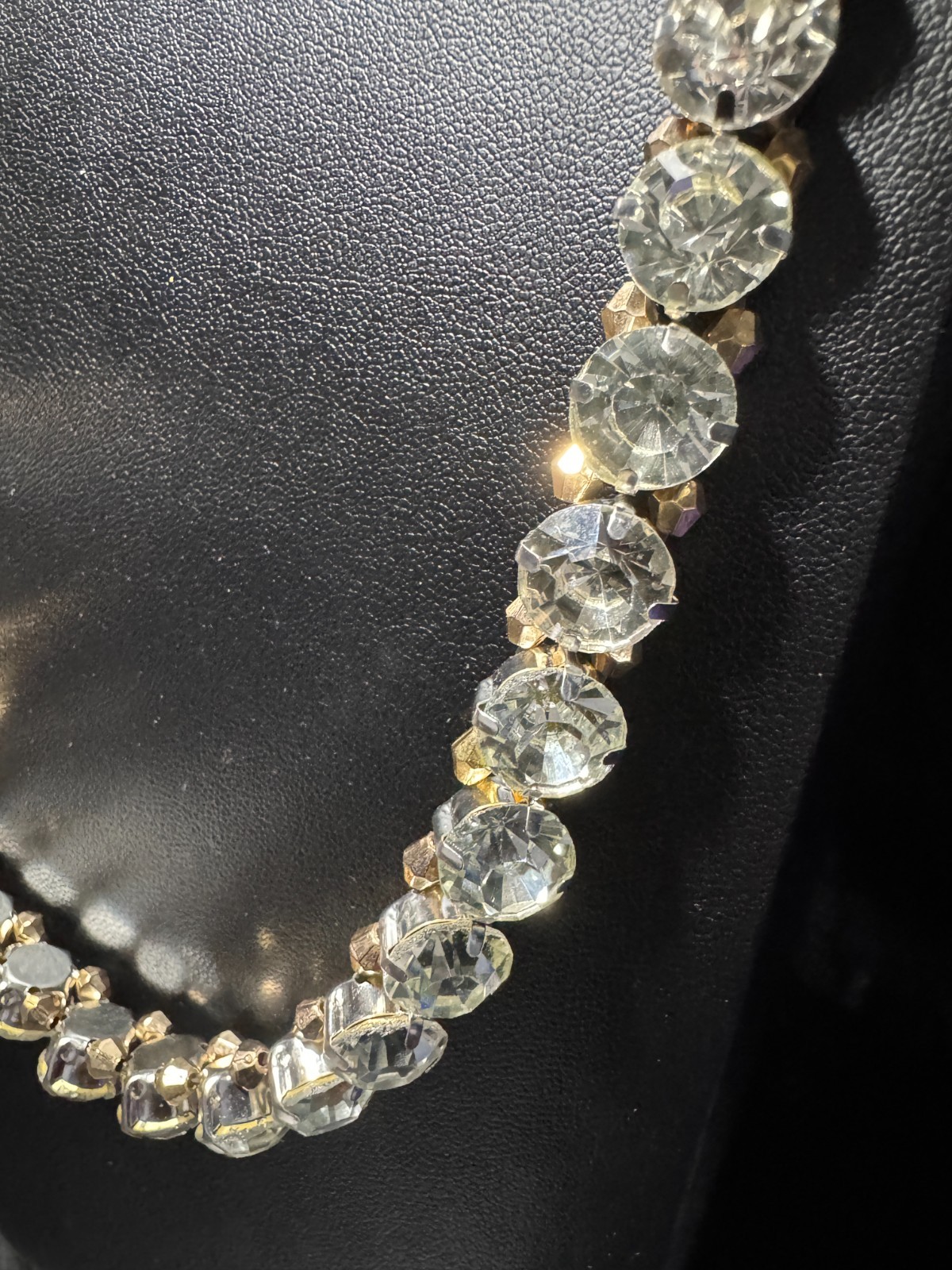 Tennis Necklace Chain White Colorless Rhinestone Silver Gold Round 10 m 24.5 in