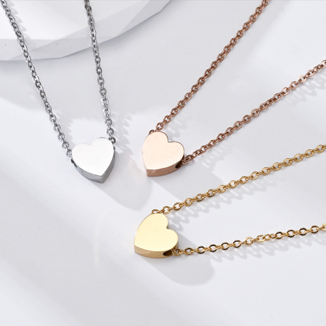 Stainless Steel Silver Gold Heart Charm Pendant Necklace Chain Gift 18-20″ PE44