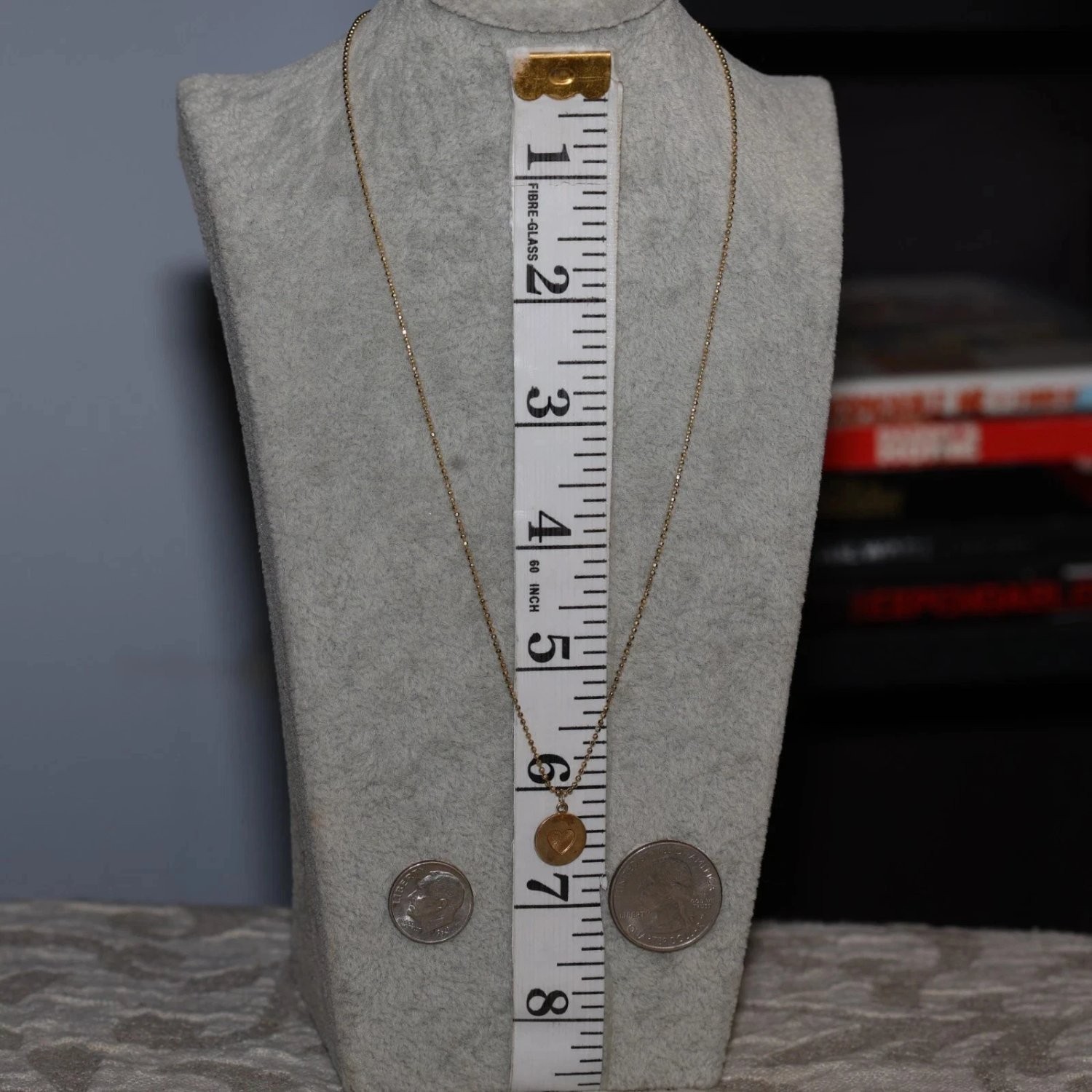 925 Sterling Silver Gold Tone Heart Disc Pendant Necklace Italy 16 Inch 2.77g