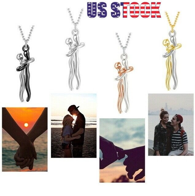 Affectionate Hug Couples Necklace Valentine’s Day Embrace Chain Unisex Jewelry