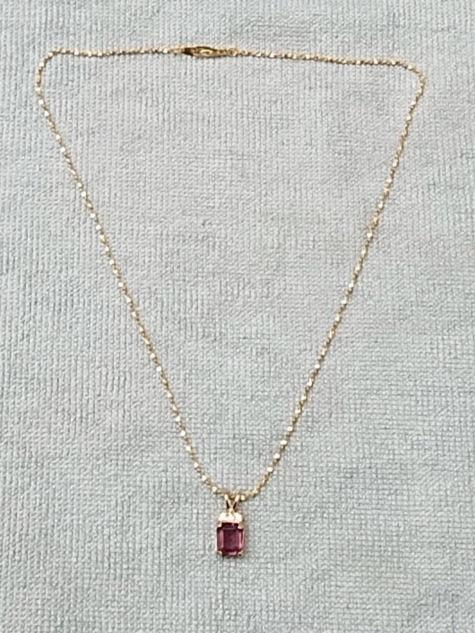 Custom Ladies Necklace With Purple And Colorless Stones Pendant