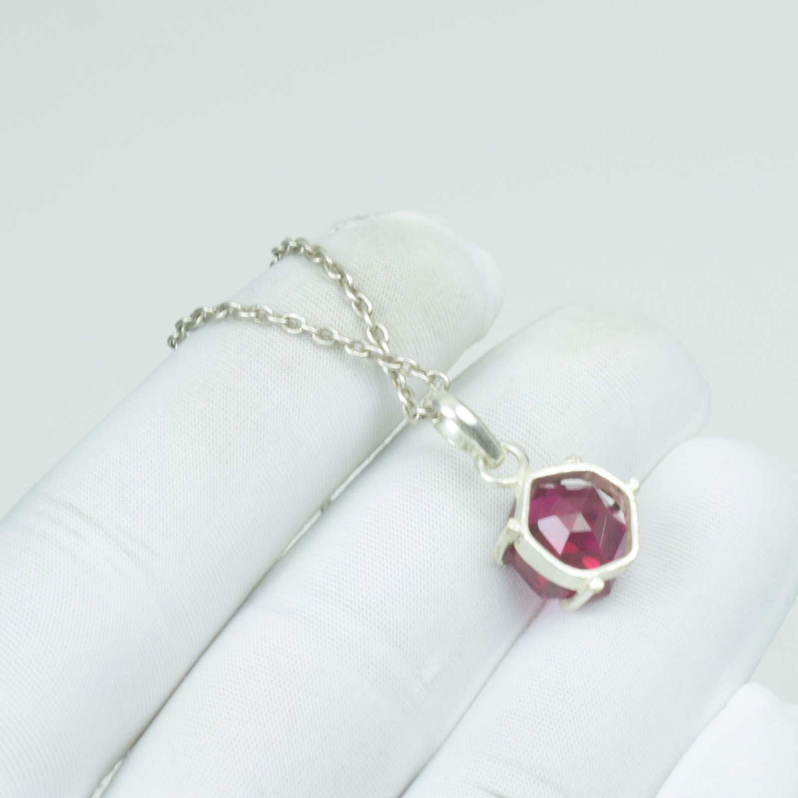 AAA Beauty Hexagon Shape Red Ruby Necklace, 15Cts July Birthstone Jewelry,