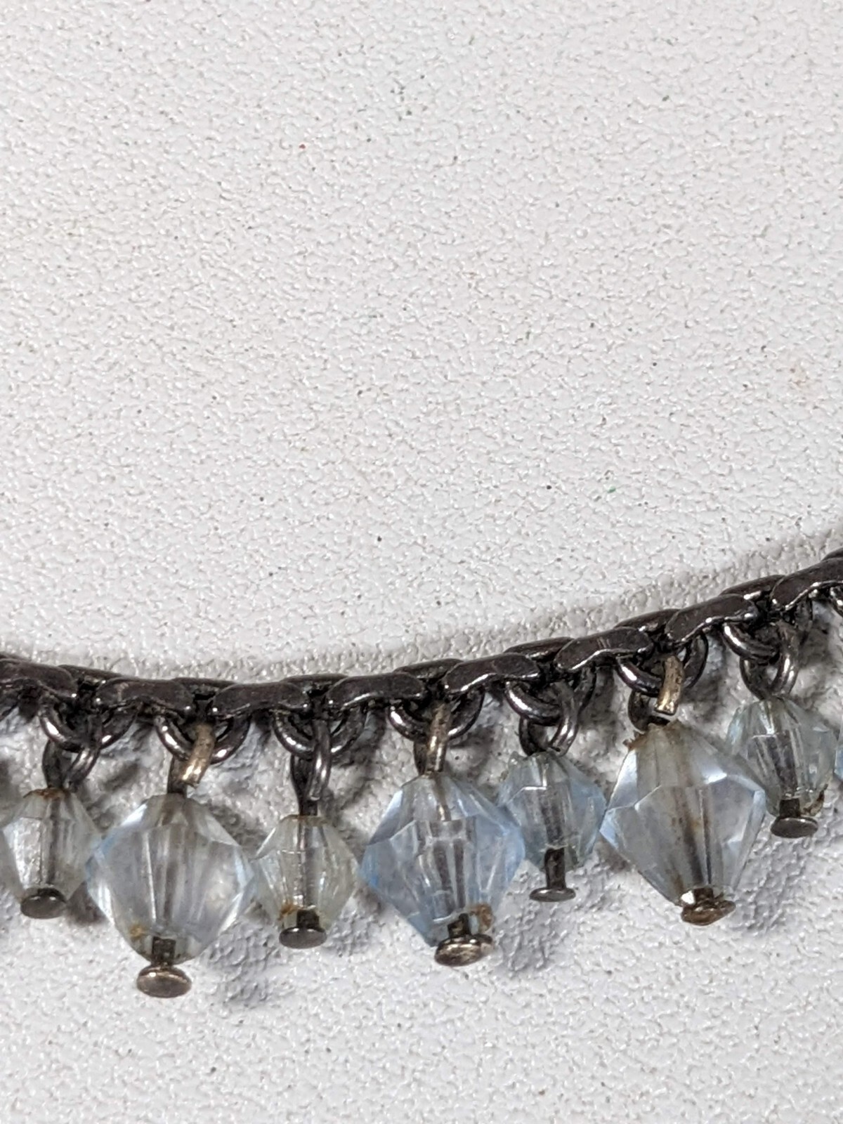 Gunmetal Gray Acrylic Round Charm Bead Choker Necklace 15 in