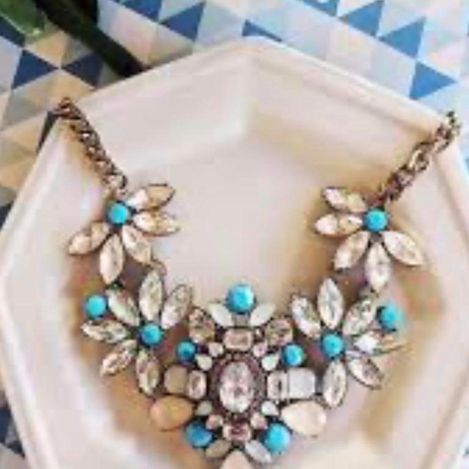 Park Lane Juno Statement Necklace | Blue Opalite & Crystal | Adjustable 16–19”