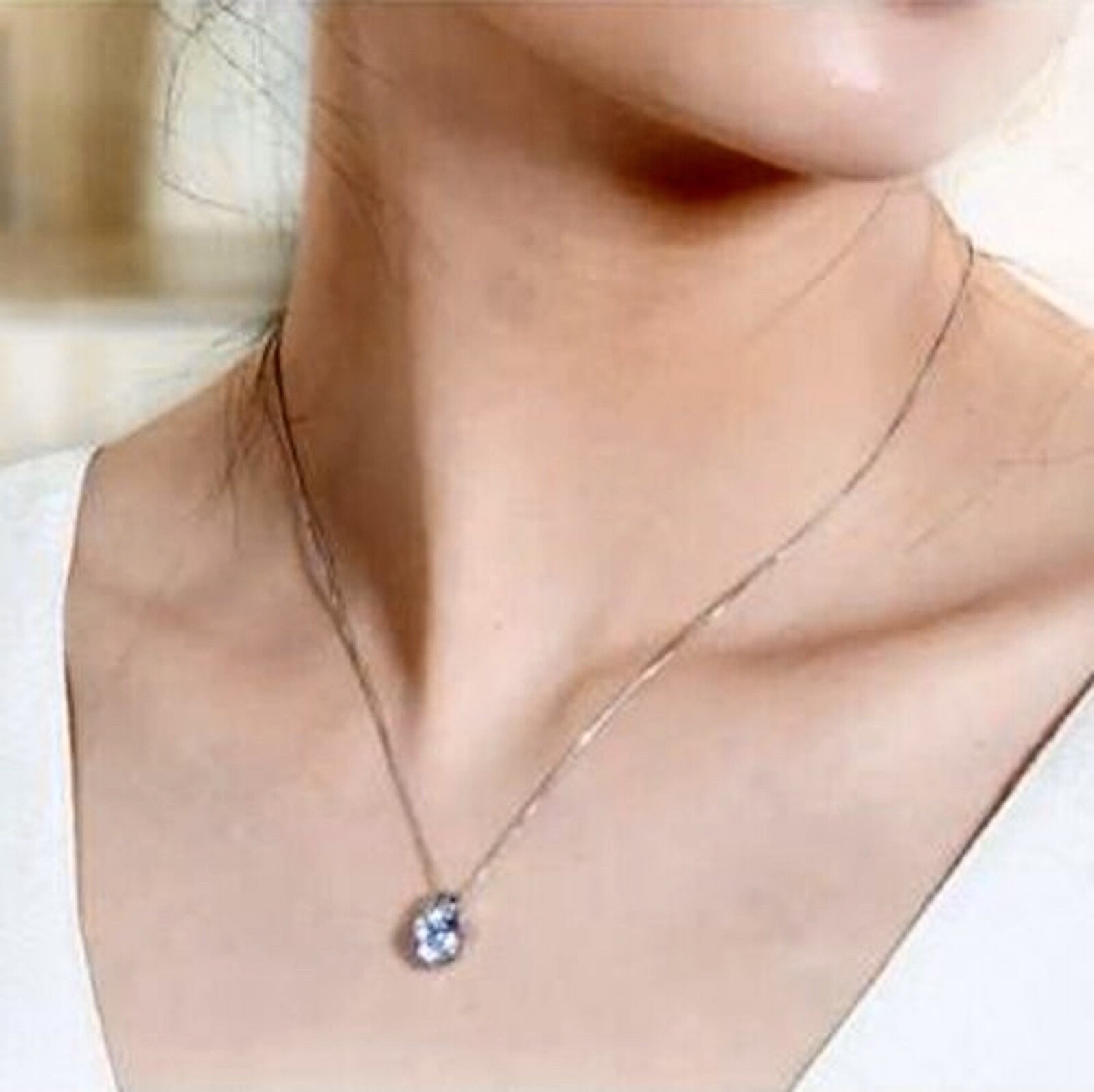 1.3 CTW Simulated Diamond Eternity Solitaire Pendant Sterling Silver Bridal Gift