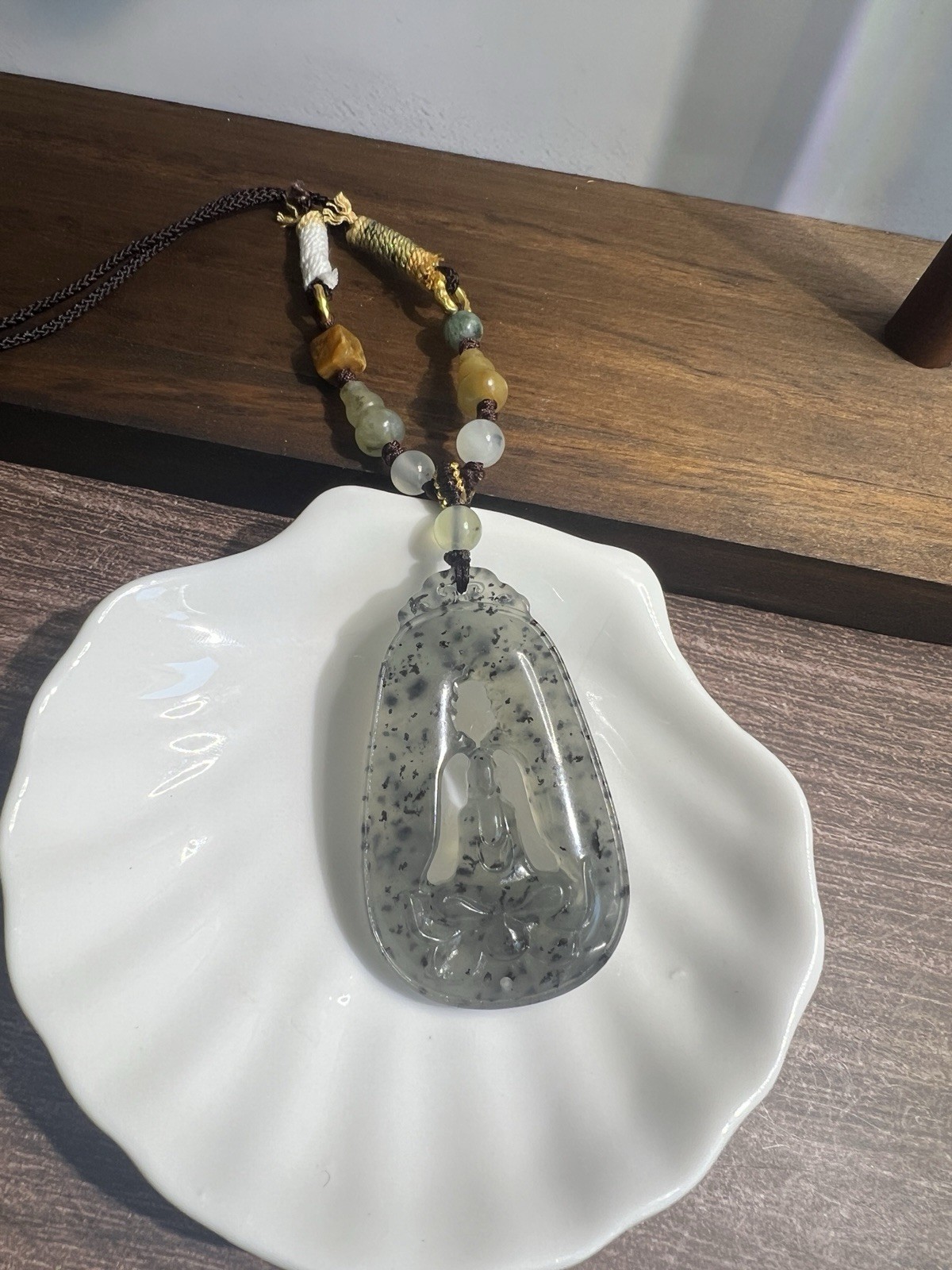 Natural sleeve jade no-phase Buddha hand-woven necklace