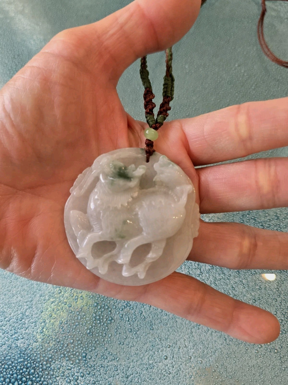 Natural A grade Carve jade Jadeite Pendant Chinese Kylin, Qilin or Kirin (麒麟)