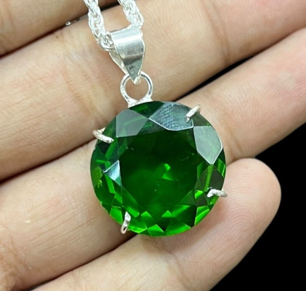 Green Quartz 925 Silver Plated Handmade necklace Set of 10.5″