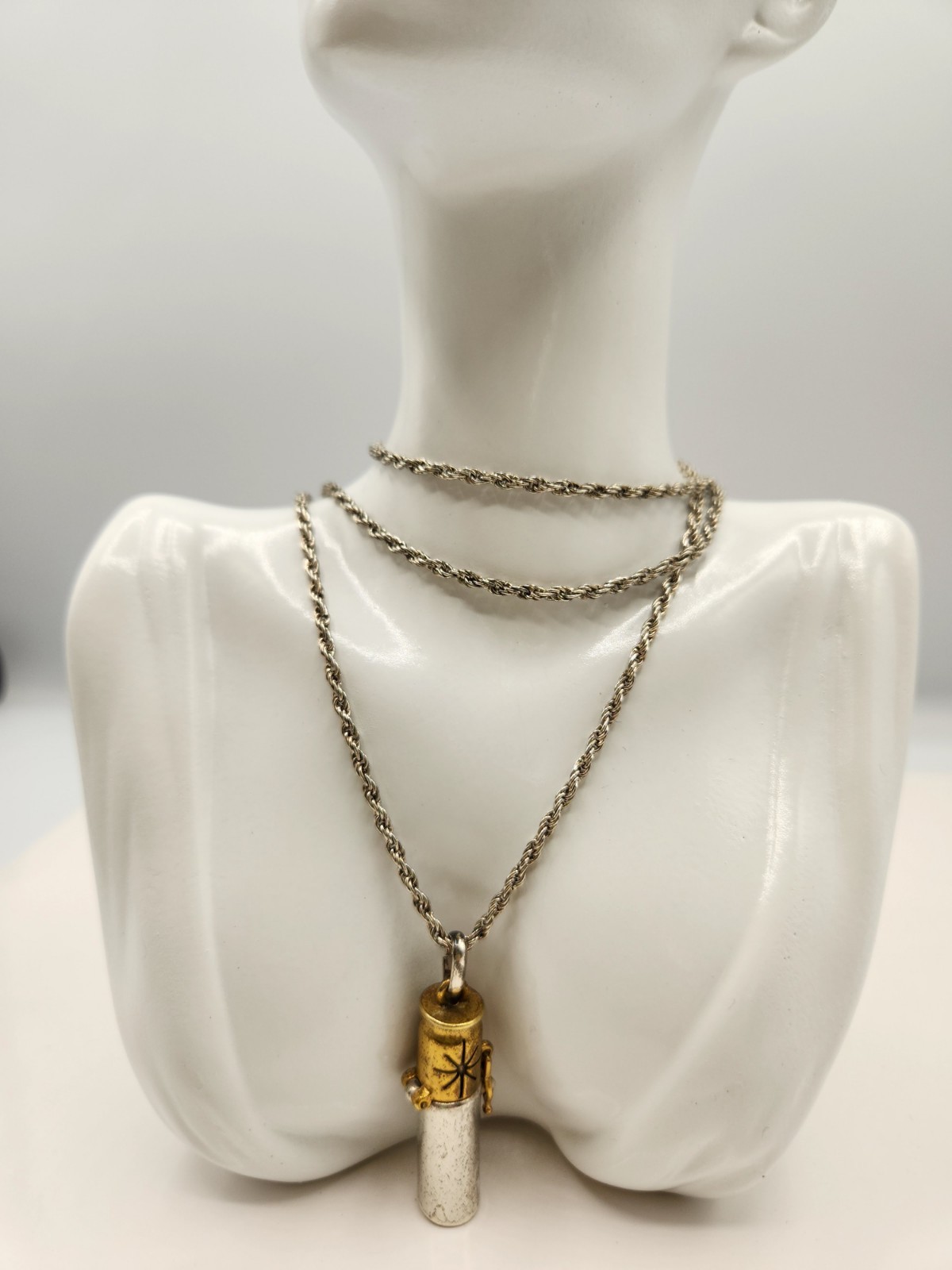 Hultquist Copenhagen Vintage Scent Perfume Bottle Pendant Necklace Silver Rope