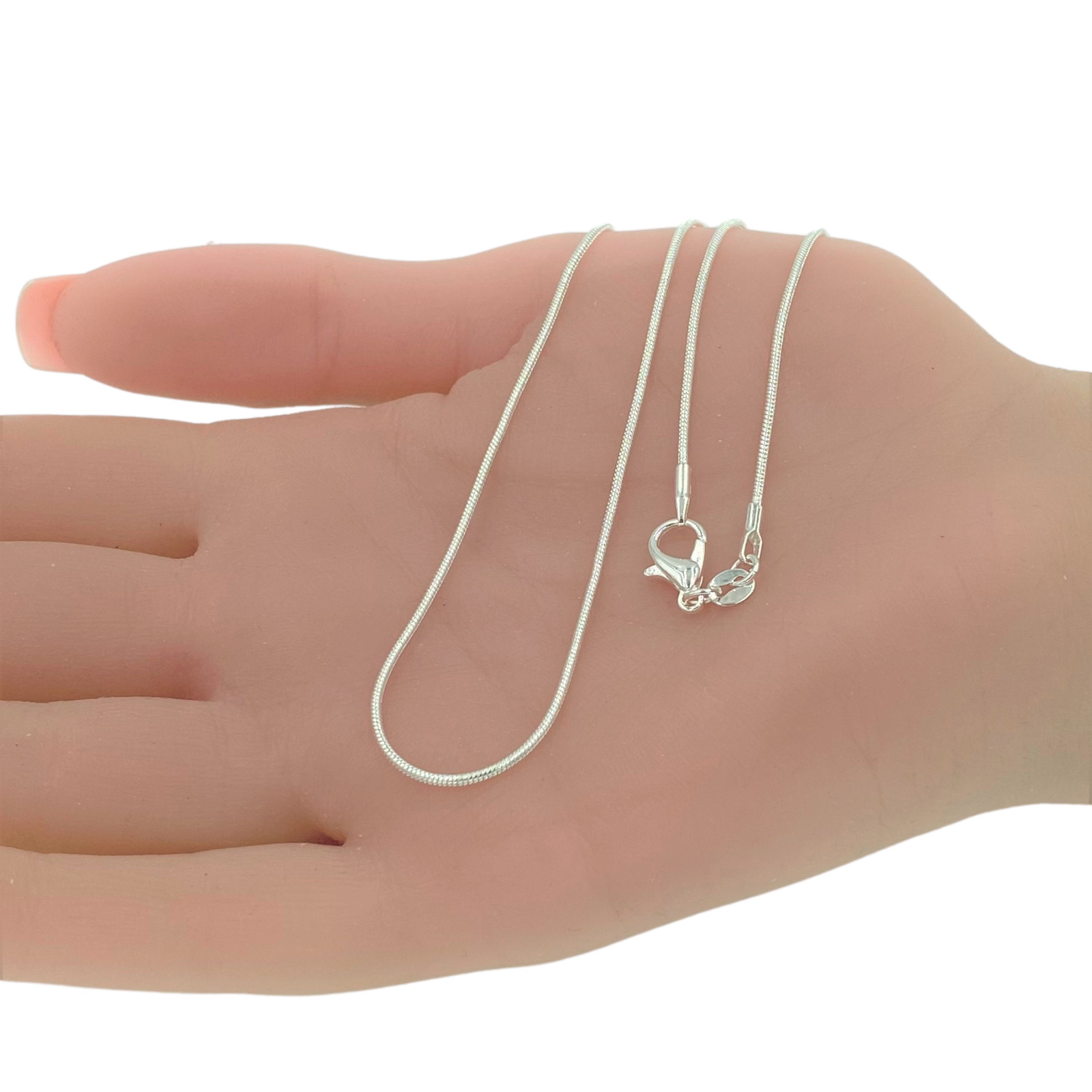 1mm Sterling Silver Snake Chain Necklace 18″ Alone or Great for Layering