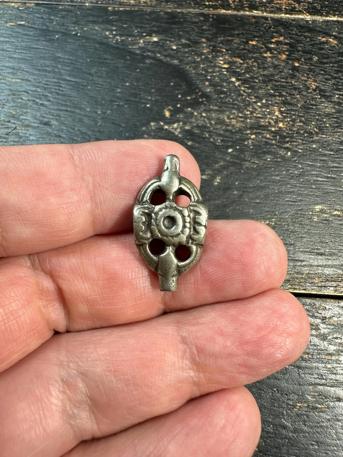 Antique Tibetan Vajrapani Amulet Pendant White Copper Buddhist Talisman Nepal S