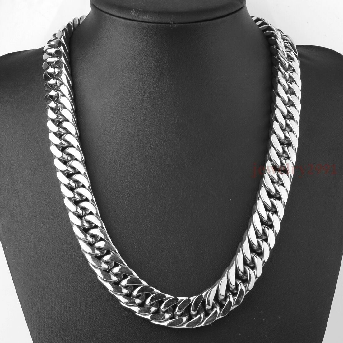 Men Stainless Steel Large Heavy Silver 17MM Curb Chain Link Necklace or Bracelet