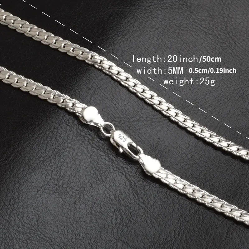 1pc 50cm20inches 925 Sterling Silvery Luxury Brand Design Noble Necklace Chain
