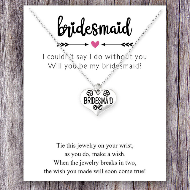 Bridesmaid Bride Maid of Honor Silver Chain Necklace Wedding Party Gift – NEW