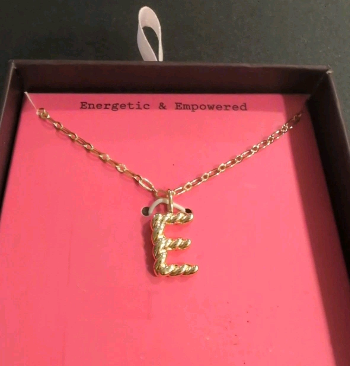 A New Day E Initial Necklace 14k Gold Dipped, 16 Inch + 3” Extender