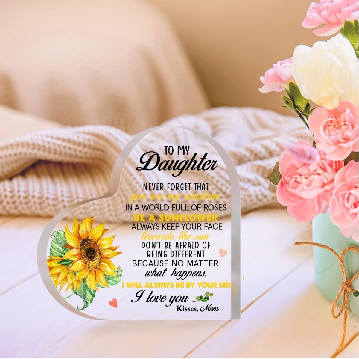 Meaningful Acrylic Heart Plaque – Perfect Gift for Daughters’ Birthdays and More