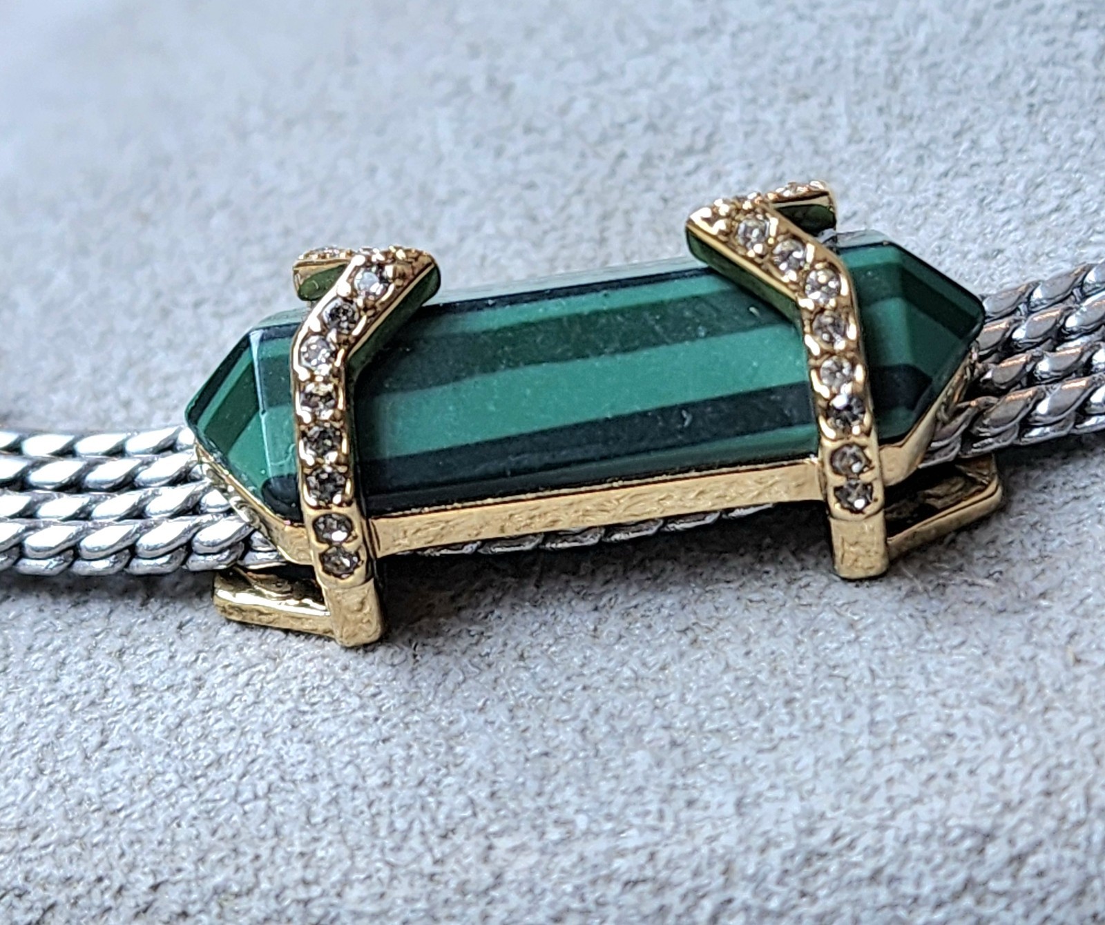 💎 Designer Green Semi-Precious Malachite Slider Charm Necklace – Key Marking