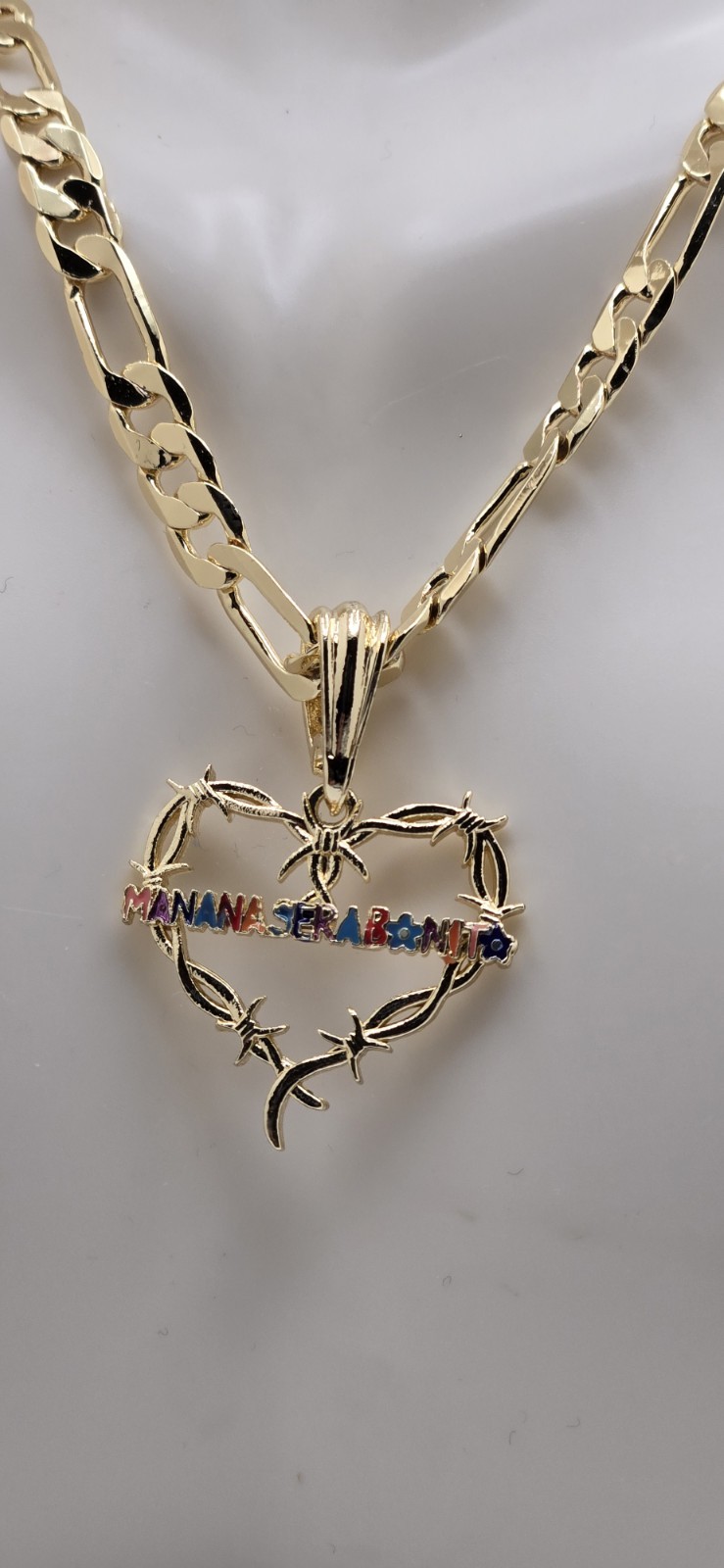 14k Gold Plated Cuban Necklace 24 Inches With Charm