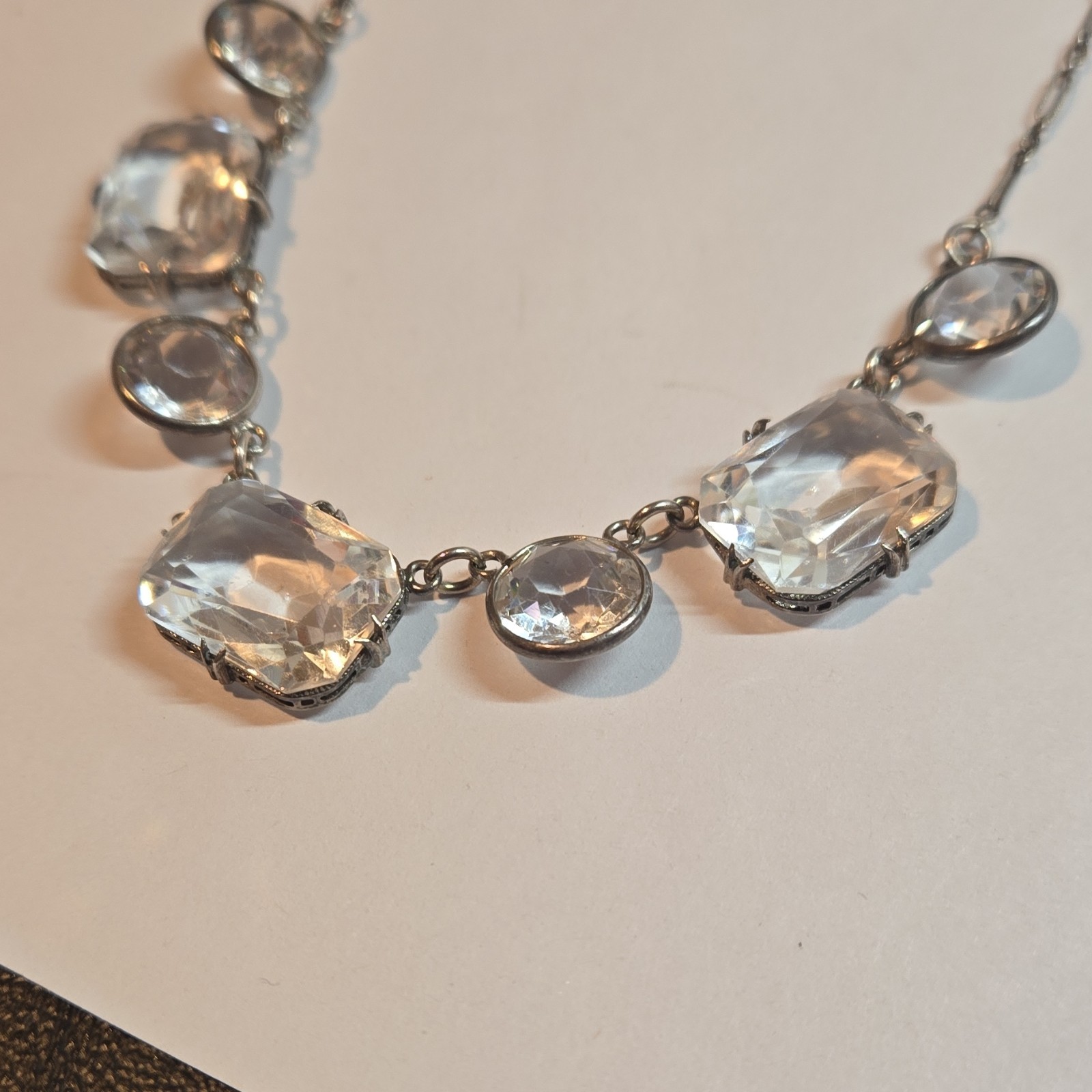 Silver/Clear Crystal Statement Pendant Necklace Item#64