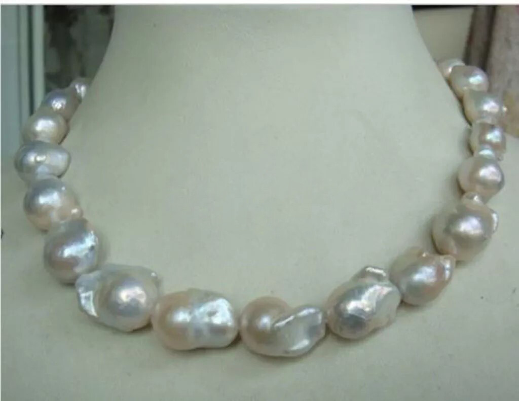 Huge 15-20mm Australian South Sea Natural White Keshi Baroque Pearl Necklace 18′