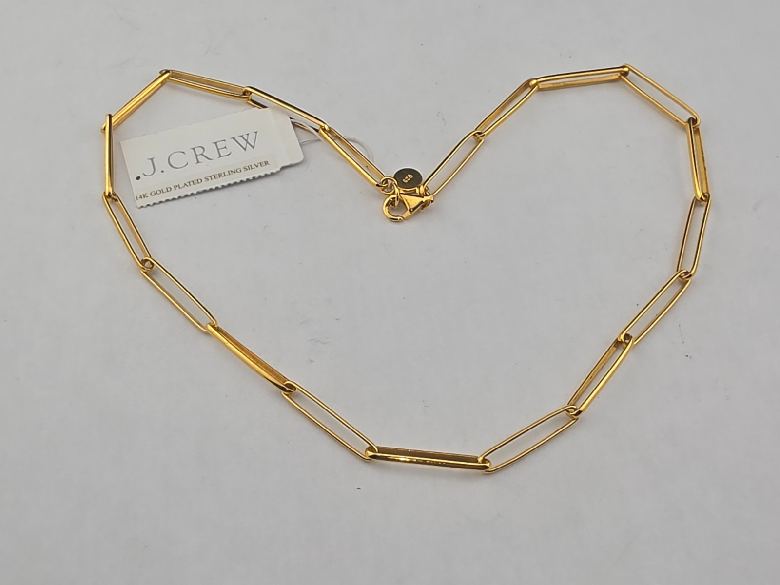 NWT J Crew Gold over Sterling Vermeil Paperclip Chain Necklace 16″