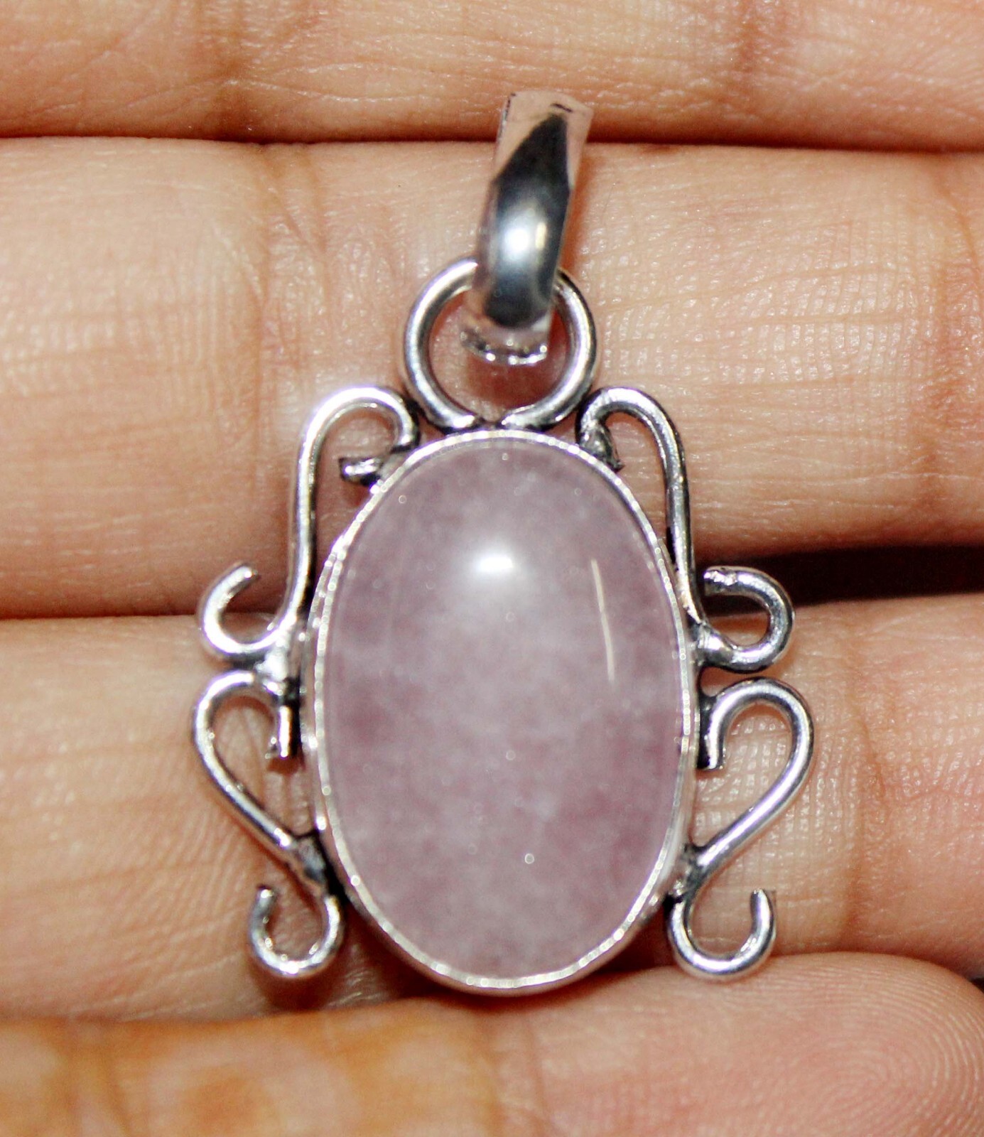 Rose Quartz Octagon Shape Gemstone Handmade Pendent Jewelry Size 1.5 Inch