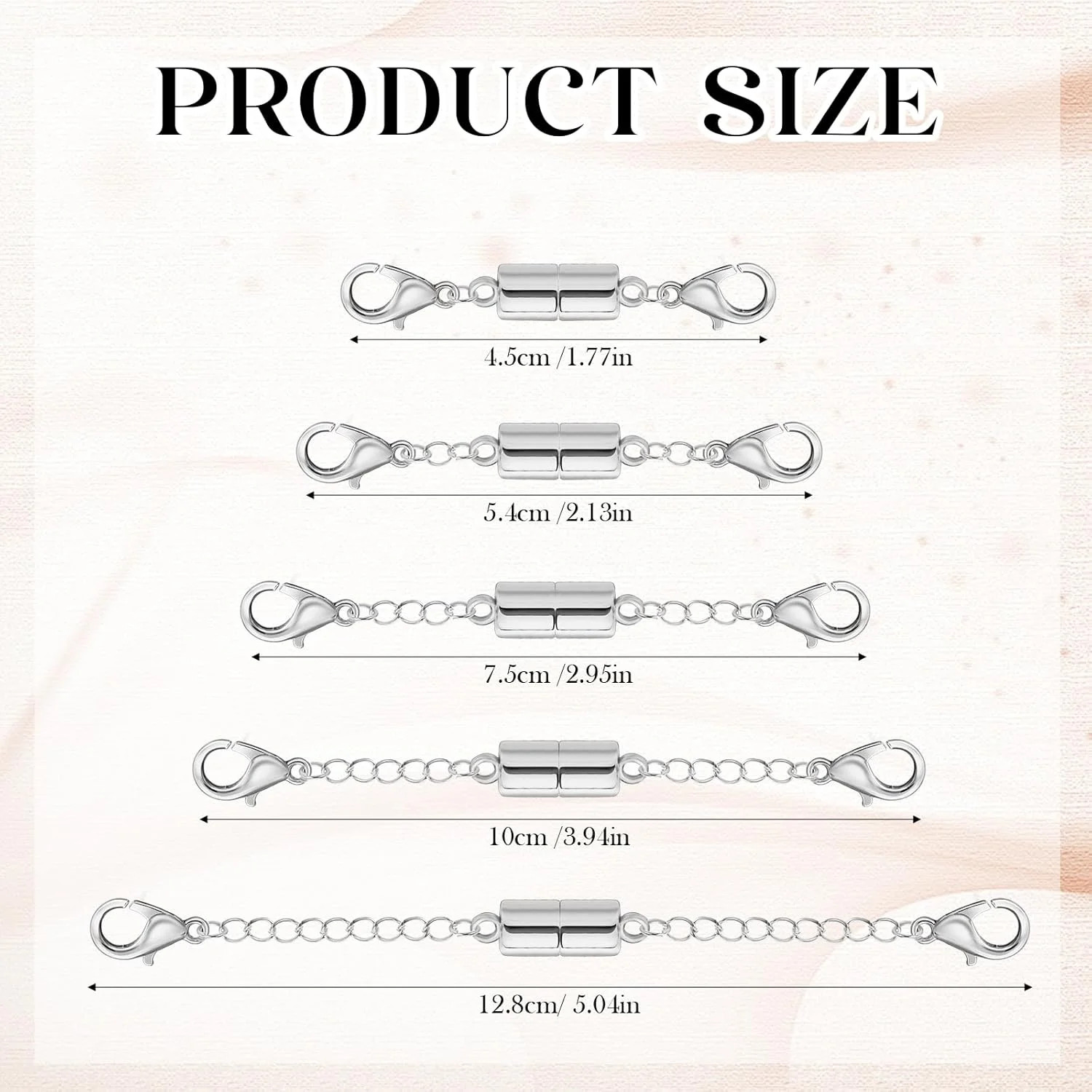 5Pcs Silver Magnetic Necklace Extender, Magnetic Necklace Clasps and Closures wi